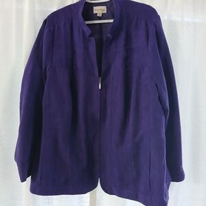 Studio Works Woman 22W Zip Up Purple Soft Jacket